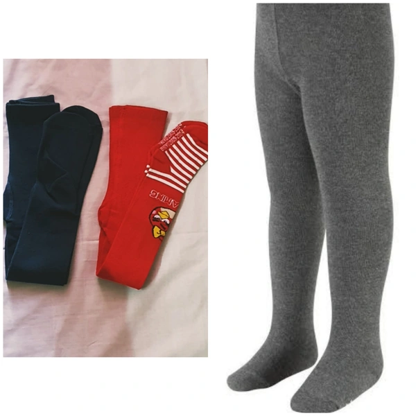 Kids Girls Tights, Pantyhose  - Blue,Red,Grey combo of 3 , 2_3 yrs, 80