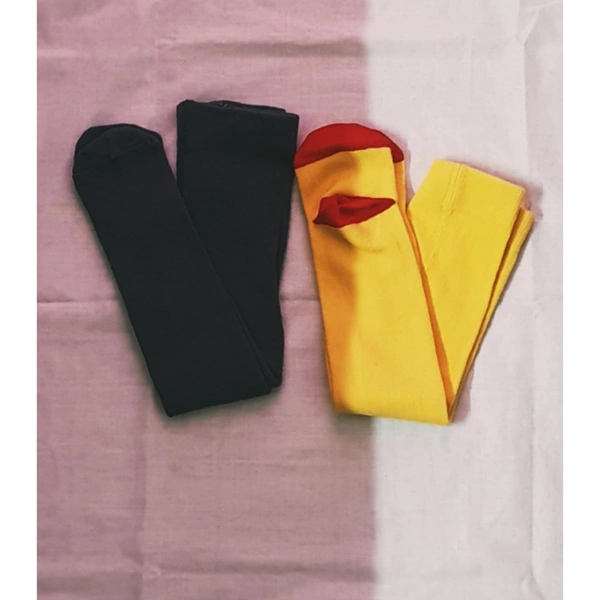 Toddlers Tights Combo Of 2  - Blue & Yelow, 6m_9m, 80