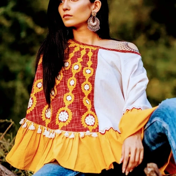 Khadi Poncho - Orange, Free