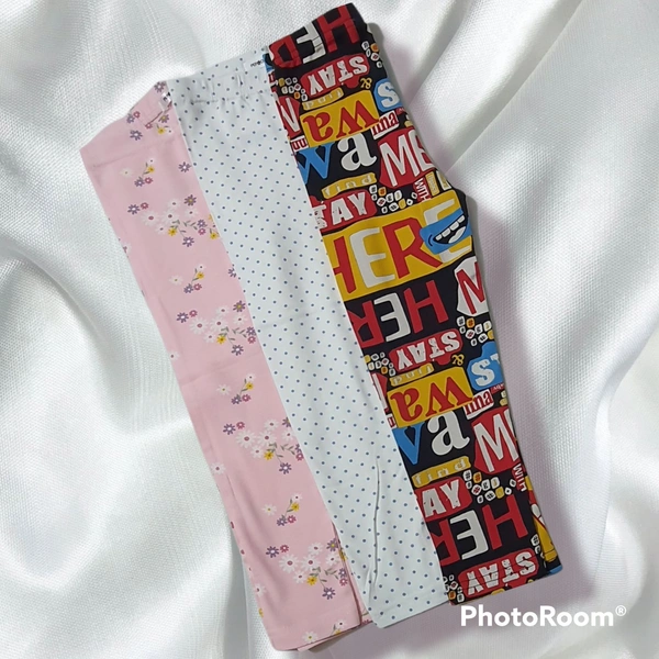 Girls Treandy Legging Printed Combo Of 3  - orange,white & pink, 4_5