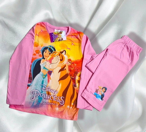 Deal Wheel Princess Print Kids Night Suits Below 500  Disney Princess NIGHT SUIT cotton - baby pink, 6^7
