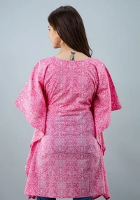 Deal Wheel Best Deal On Ladies Wear Below 500 Comfy RAYON printed Lehriya Kaftan - 40, Light pink