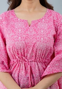 Deal Wheel Best Deal On Ladies Wear Below 500 Comfy RAYON printed Lehriya Kaftan - Light pink, 42