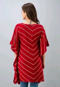 Charvy Comfy Rani Lehriya Printed Rayon Kaftan - Red, 38