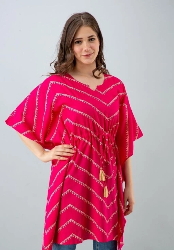 Deal Wheel Best Buy Kaftan Below 500 Charming Lehriya Kaftan  - Pink, 46