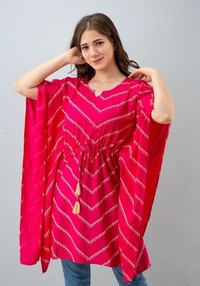 Deal Wheel Best Buy Kaftan Below 500 Charming Lehriya Kaftan  - Pink, 46