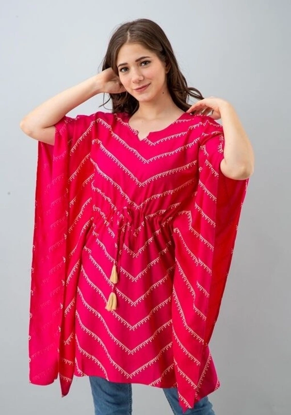 Deal Wheel Best Buy Kaftan Below 500 Charming Lehriya Kaftan  - Pink, 46