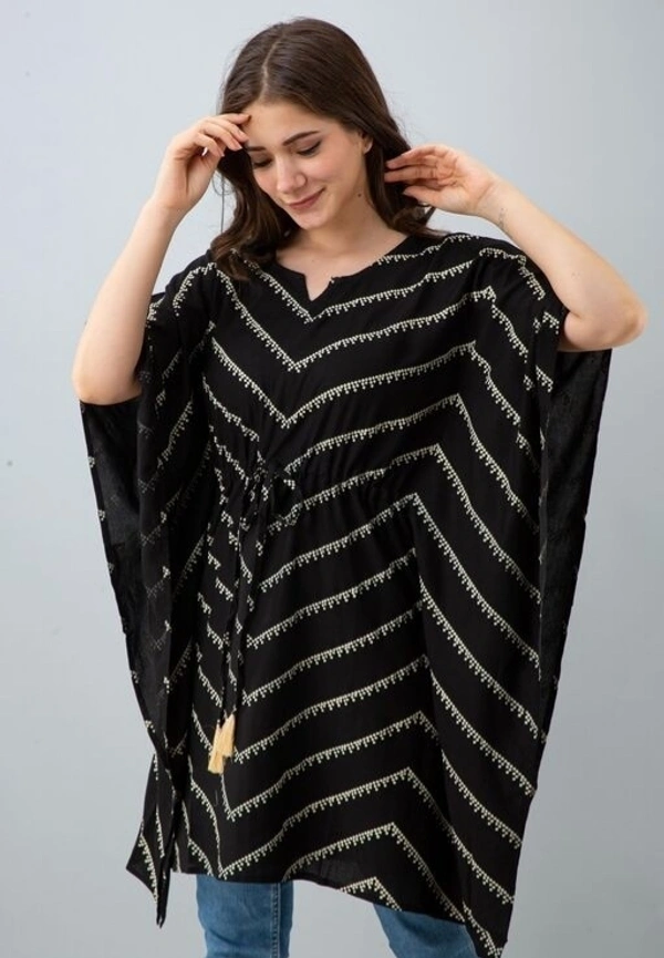 Deal Wheel Best Buy Kaftan Below 500 Charming Lehriya Kaftan  - Black, 38