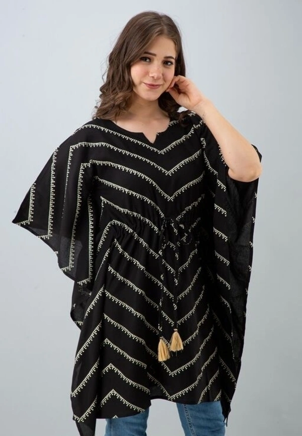 Deal Wheel Best Buy Kaftan Below 500 Charming Lehriya Kaftan  - Black, 38