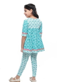 Deal Wheel  Online Shop Best Girls Kurti Set Below 500 Cute Cotton Anarkali Kurti & Pyjama Set  - blue, 2^3