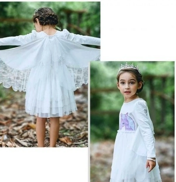 Deal Wheel Best Buy Kids Wear Below 500 Cute Girls Fairy  Frowk Dress With Wings - white, 4^5