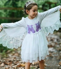 Deal Wheel Best Buy Kids Wear Below 500 Cute Girls Fairy  Frowk Dress With Wings - white, 4^5