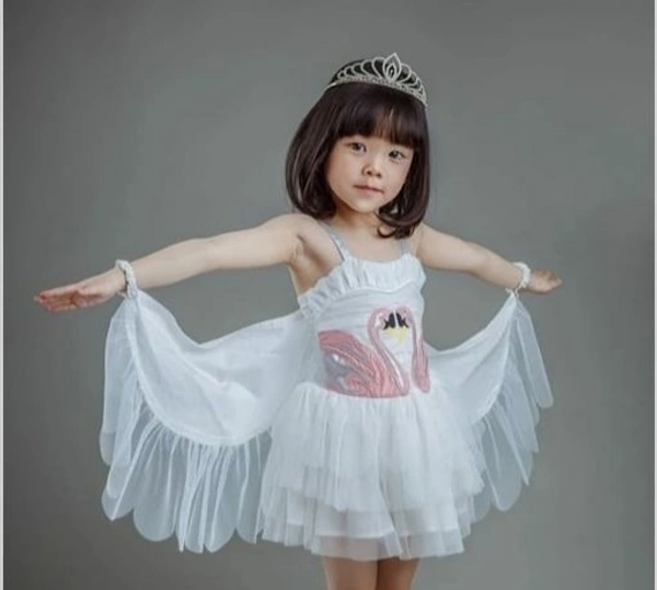Deal Wheel Best Buy Kids Wear Below 500 Cute Girls Fairy  Frowk Dress With Wings - white, 5^6