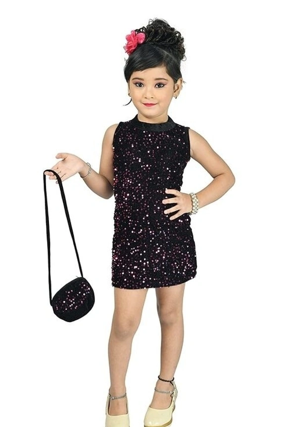 Deal Wheel Best Buy Kids Dress Below 500 Best  Simmer Bodycon Party Wear Dress For Girls With Purse  - pink, 6^7
