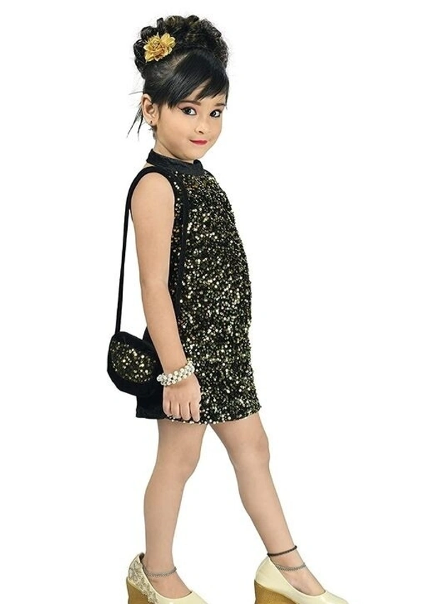 Deal Wheel Best Buy Kids Dress Below 500 Best  Simmer Bodycon Party Wear Dress For Girls With Purse  - golden, 5^6