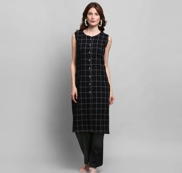 Deal-wheel Best Deal On Women Kurti Palazo Below 500 Solid Cotton Kurta Palzoo Set  - black, 42