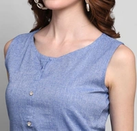 Deal-wheel Best Deal On Women Kurti Palazo Below 500 Solid Cotton Kurta Palzoo Set  - blue, 44