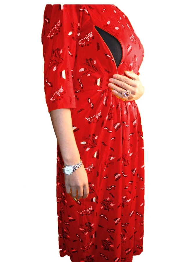 Mom's Kurtiz by Neil Anarkali Style Maternity Nursing Gown - red, 44