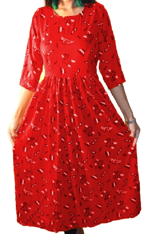 Mom's Kurtiz by Neil Anarkali Style Maternity Nursing Gown - red, 44