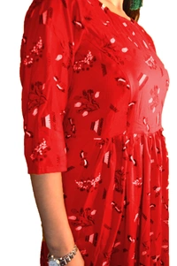 Mom's Kurtiz by Neil Anarkali Style Maternity Nursing Gown - red, 44