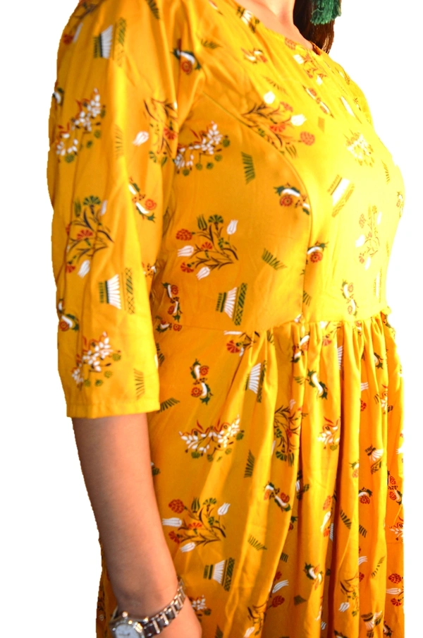 Mom's Kurtiz by Neil Anarkali Indian Style Maternity Feeding Gown  - yellow, 44