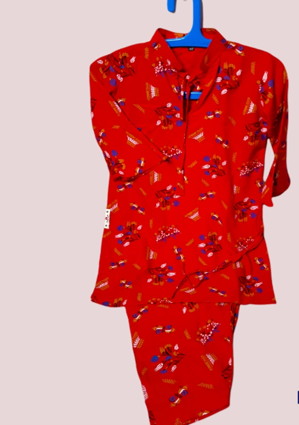 Mom's Kurtiz Kids Girls ethnic wear kurta Patiala salwar suit set - Red, 3^4, Premium Quality Rayon Cotton 
