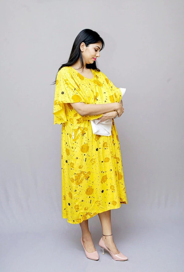 Mom's Kurtiz by Neil Maternity feeding nursing wear cape style with zip & pocket. - Yellow, 42