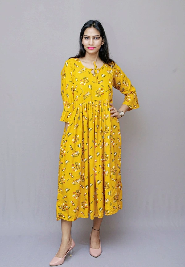 Mom's Kurtiz by Neil Anarkali Indian Style Maternity Feeding Gown  - yellow, 44