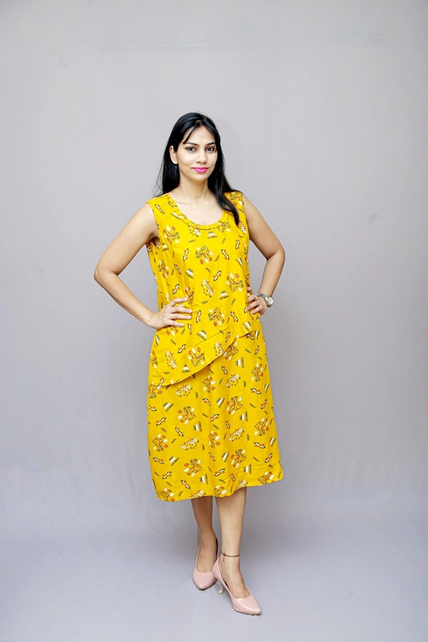 Mom's Kurtiz by Neil Moms Kurtiz _Feeding Maternity Kurti   - Yellow, 44, Premium Quality Rayon Cotton 