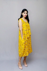 Mom's Kurtiz by Neil Moms Kurtiz _Feeding Maternity Kurti   - Yellow, 44, Premium Quality Rayon Cotton 