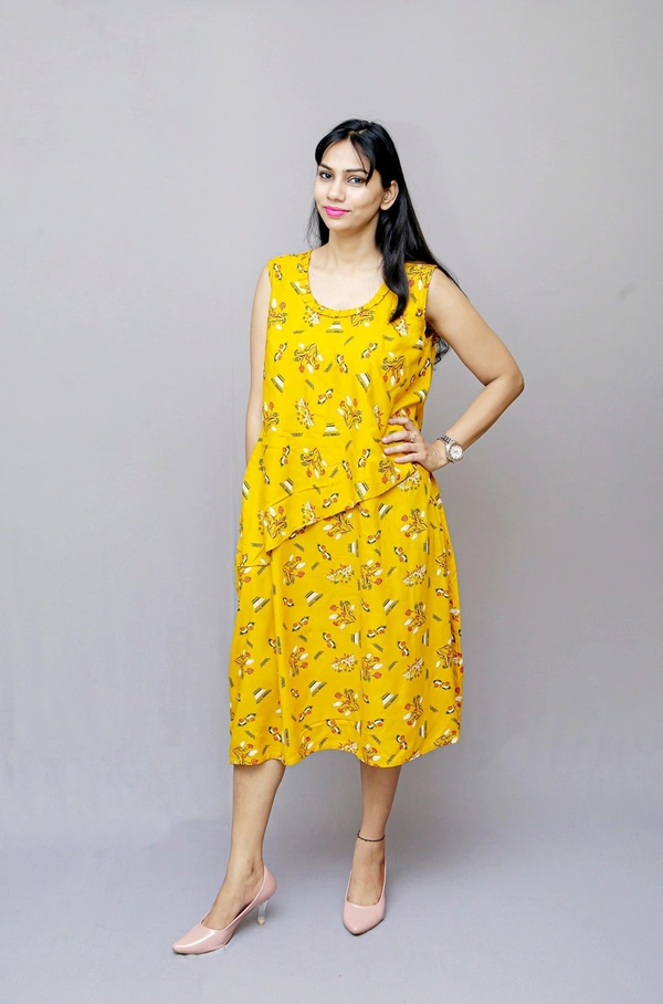 Mom's Kurtiz by Neil Moms Kurtiz _Feeding Maternity Kurti   - Yellow, 44, Premium Quality Rayon Cotton 
