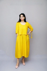 Mom's Kurtiz by Neil Feeding Kurti With Nursing Cover  - Yellow, 44