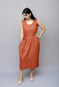 Mom's Kurtiz by Neil Maternity Western Style Dress  - Brown, 42, Premium Quality Rayon Cotton