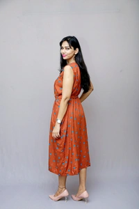 Mom's Kurtiz by Neil Maternity Western Style Dress  - Brown, 42, Premium Quality Rayon Cotton
