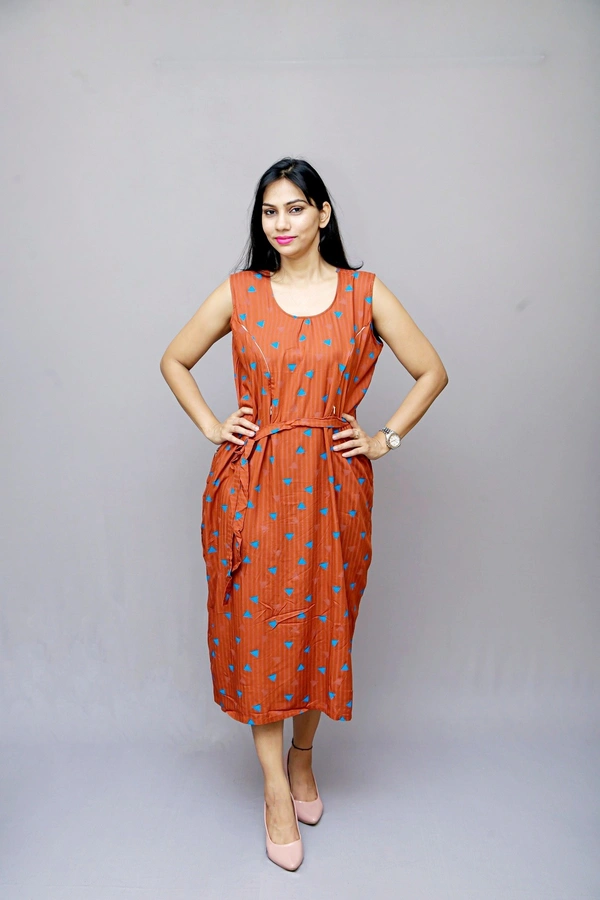 Mom's Kurtiz by Neil Maternity Western Style Dress  - Brown, 42, Premium Quality Rayon Cotton