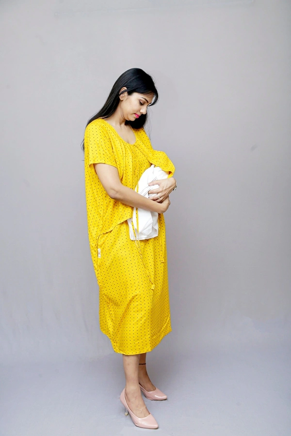 Mom's Kurtiz by Neil Feeding  Nursing Kurti With Nursing Cover  - Yellow, 44