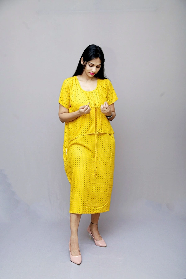 Mom's Kurtiz by Neil Feeding  Nursing Kurti With Nursing Cover  - Yellow, 44