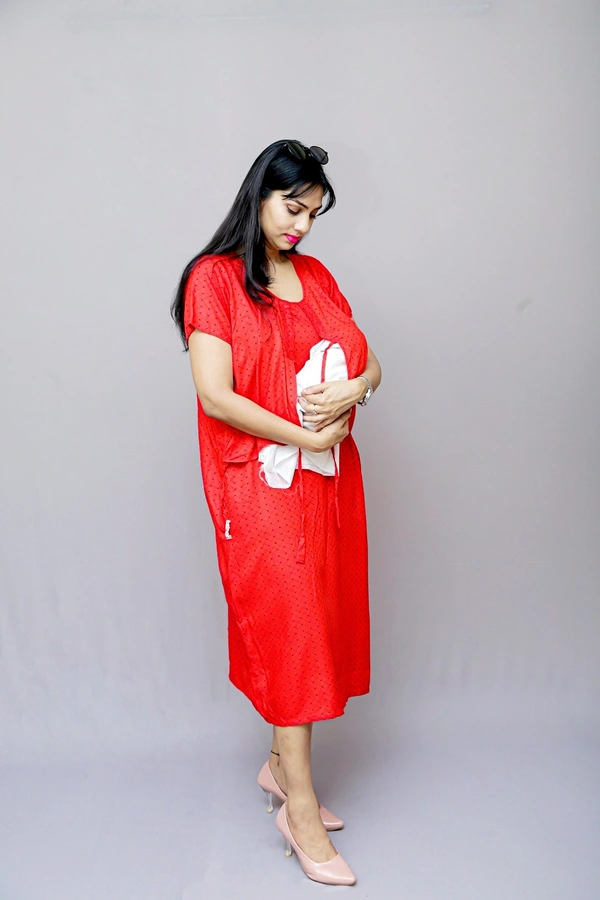 Mom's Kurtiz by Neil Feeding  Nursing Kurti With Nursing Cover  - Red, 42, Premium Quality rayon Cotton