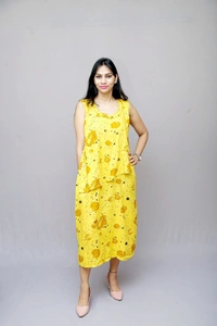 Mom's Kurtiz by Neil Feeding Dress With Nursing Cover - Yellow, 44, Premium Quality Rayon Cotton