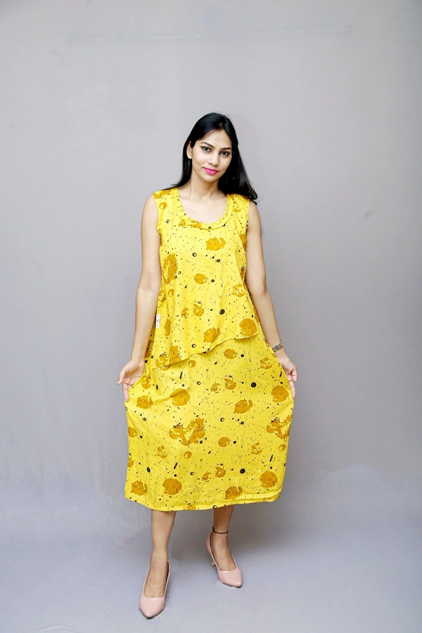 Mom's Kurtiz by Neil Feeding Dress With Nursing Cover - Yellow, 42