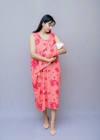 Mom's Kurtiz by Neil Feeding Dress With Nursing Cover - Pink, 42