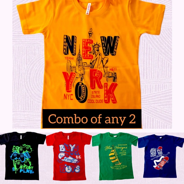 Boys Tshirt Combo Of Any 2 - Multicolored , Cotton, 6_7