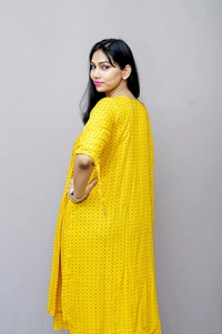 Mom's Kurtiz Stylish Maternity wear feeding kurti - Tulip Yellow, 42, Premium Rayon