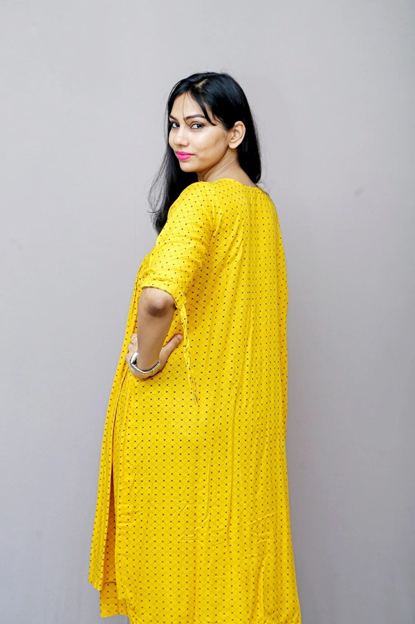 Mom's Kurtiz Stylish Maternity wear feeding kurti - Tulip Yellow, 42, Premium Rayon