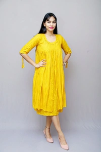 Mom's Kurtiz Stylish Maternity wear feeding kurti - Tulip Yellow, 42, Premium Rayon