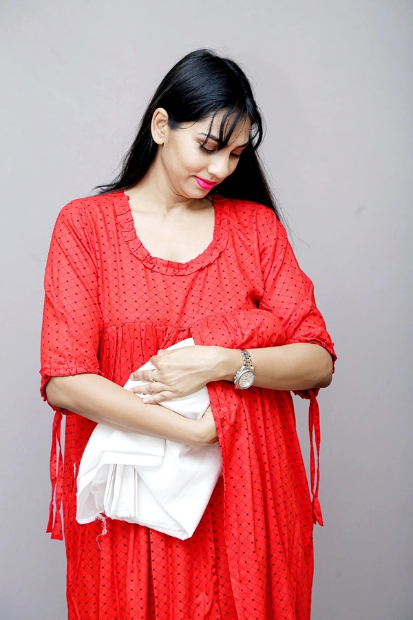 Mom's Kurtiz Trendy 2022 Maternity wear feeding dress with nursing cover - 44