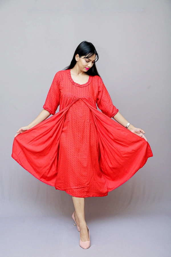 Mom's Kurtiz Trendy 2022 Maternity wear feeding dress with nursing cover - 44