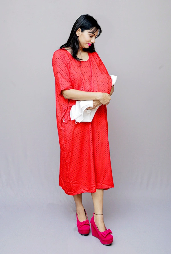 Best Maternity Wear with Nursing Cover and Pocket. - Magenta / Fuchsia, 42, Premium Rayon Cotton
