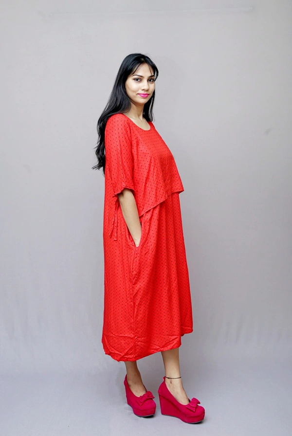 Best Maternity Wear with Nursing Cover and Pocket. - Magenta / Fuchsia, 42, Premium Rayon Cotton
