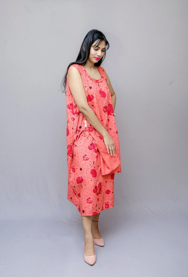 Trendy Maternity Wear Dress with Nursing Cover Flap  - Pink Me, 42